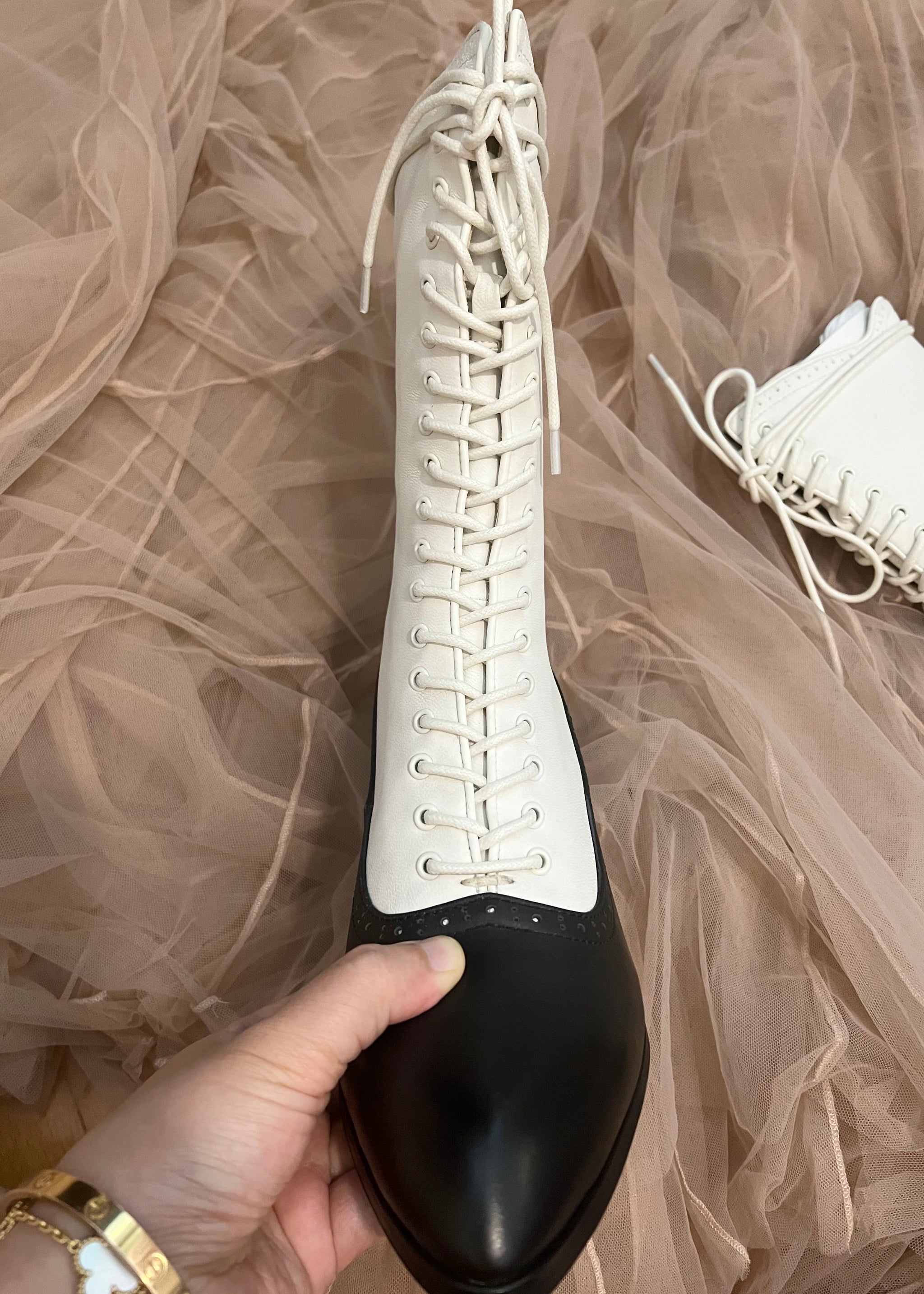 Victorian Romance Boots (New Added Colors) 37 / Black & White (with Side Zippers)