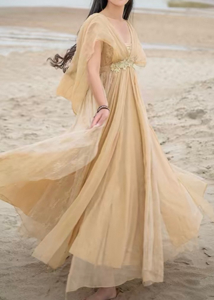 Medieval dress fairycore Elven elf wonderland dreamy XL (sand color)
