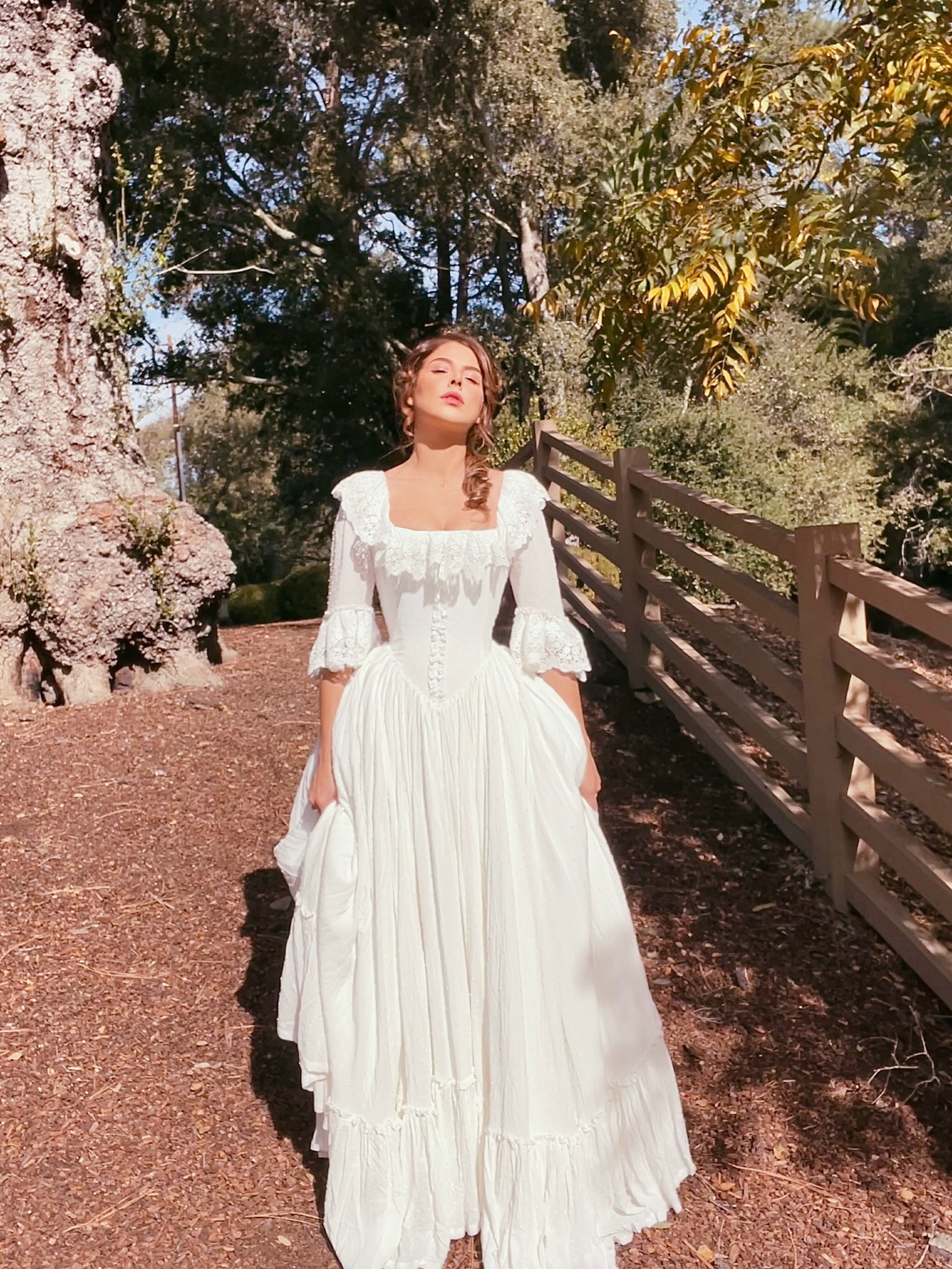 Le Petit Trianon Dress Marie Antoinette rococo art White dress, rococo art, renaissance, fairy , chateau , castle, France , Parisian style, day Dress