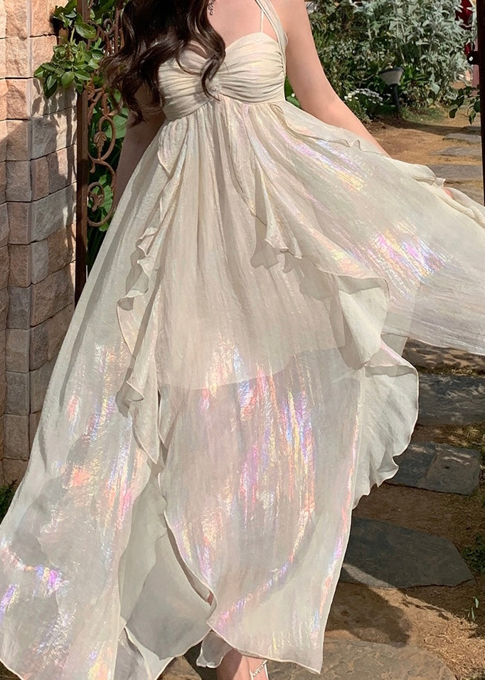 flowy fairy dress Mermaid Tears Set asymmetric dress halter neck dress fairycore nymph dress faecore elf costumes cosplay seaside Beach Mermaid dress dress only / L