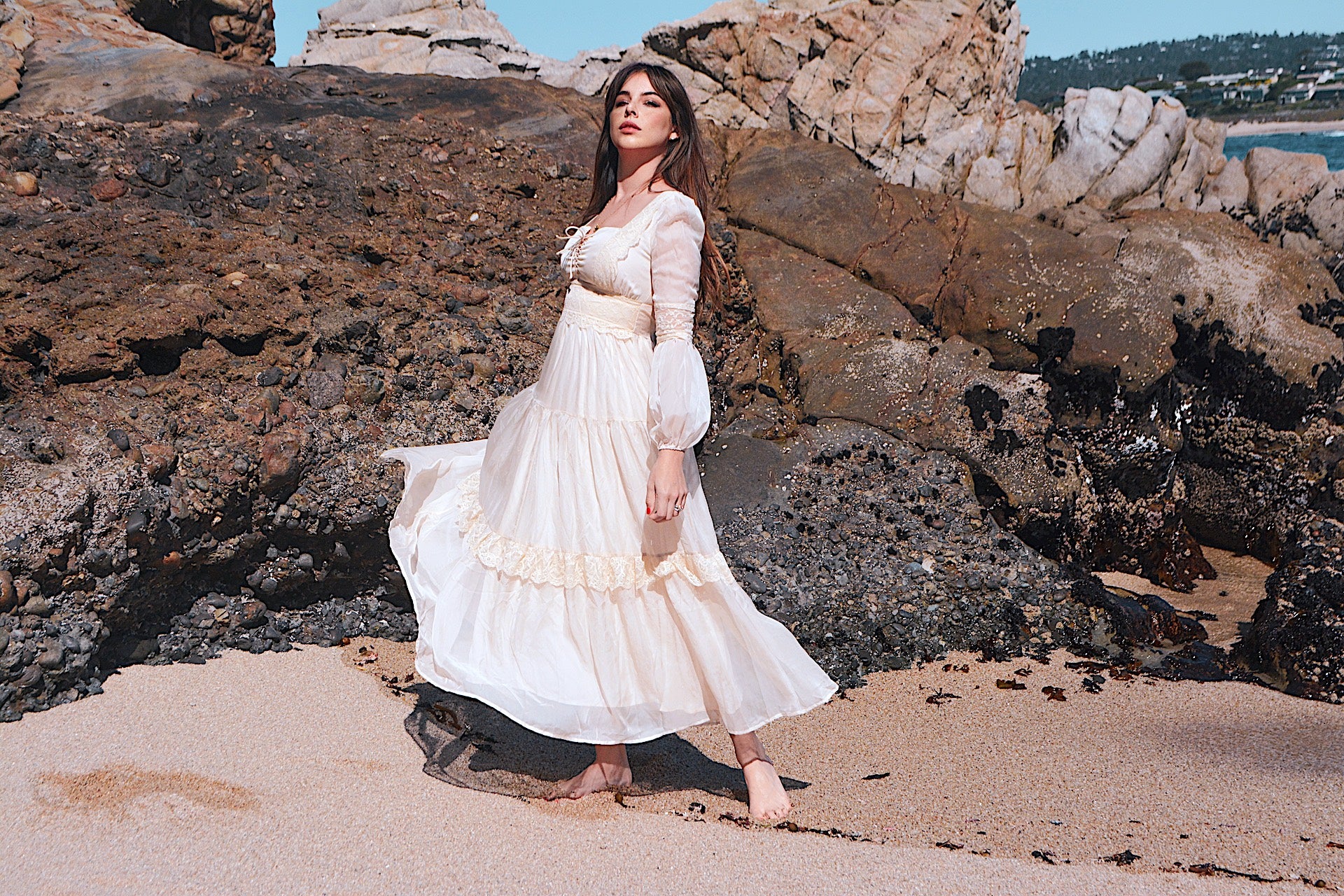 gunne sax dresses Aura styled Dress XXL White Satin Steampunk Shirt SS26 Races Vis ModCloth aspires to honor Color:MOCHA
