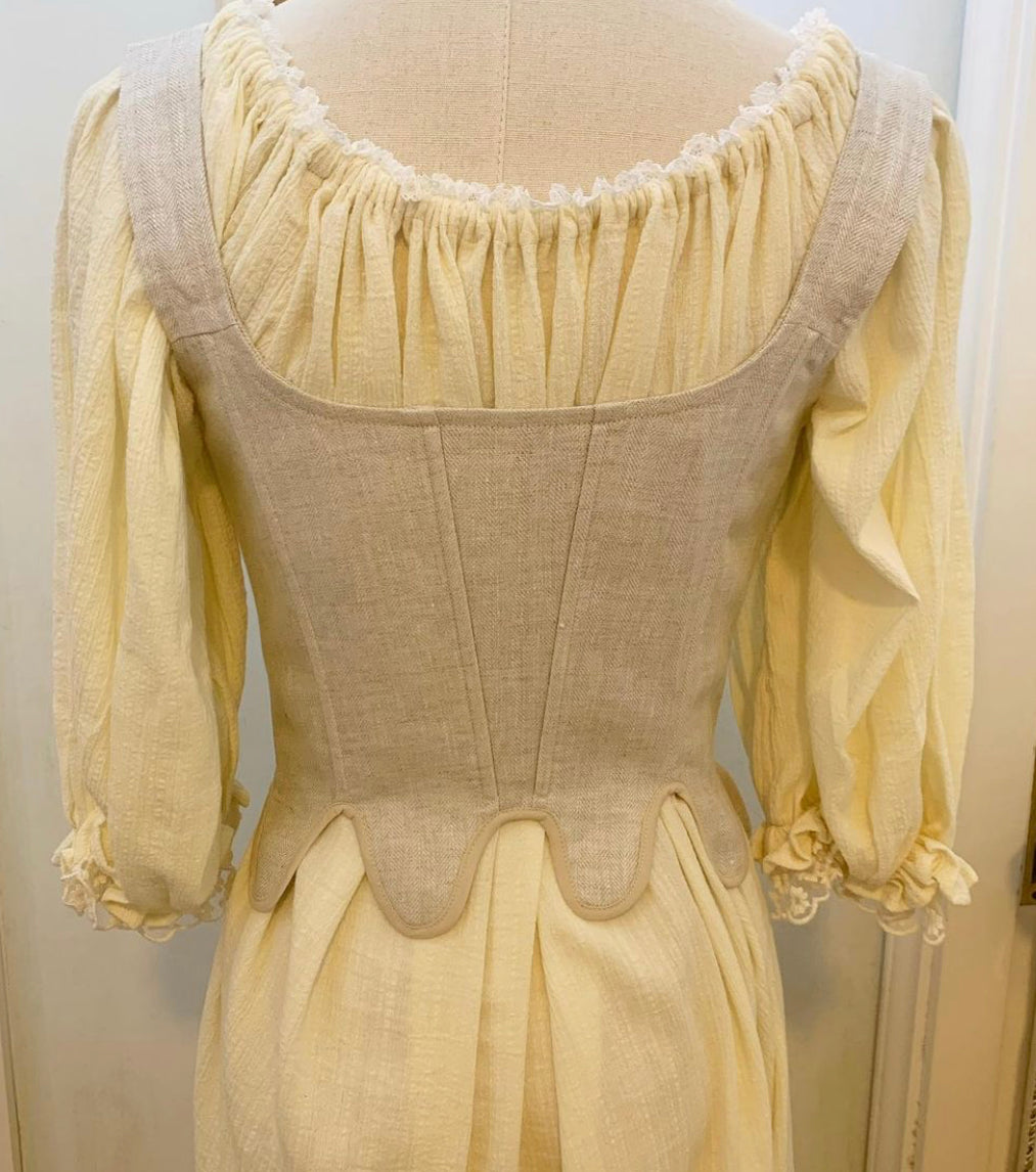 【INCHANT ME】[Set] Liz Herringbone Bustier Two-Piece Vesper Corset Top in Floral Gingham Mikado | Over The Moon