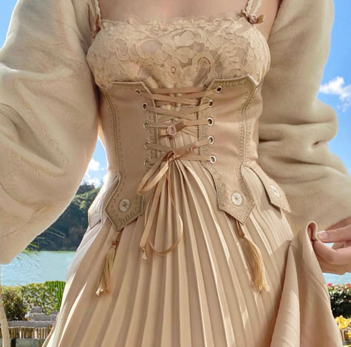 Medieval Princess Underbust Corset Set M / Corset & Slip Dress Set Medieval Princess Underbust Corset Set M / Corset & Slip Dress Set